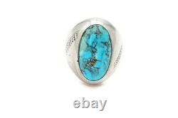 Vtg Native American Navajo Sterling Silver Turquoise Mens Ring Size 8.5 Signed