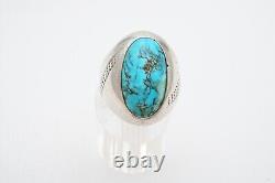 Vtg Native American Navajo Sterling Silver Turquoise Mens Ring Size 8.5 Signed