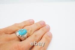 Vtg Native American Navajo Sterling Silver Turquoise Mens Ring Size 8.5 Signed