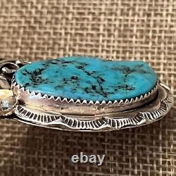 Vtg Native American Sterling Silver Turquoise Pendant Bernice Bonney Navajo 2