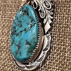 Vtg Native American Sterling Silver Turquoise Pendant Bernice Bonney Navajo 2