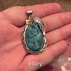 Vtg Native American Sterling Silver Turquoise Pendant Bernice Bonney Navajo 2