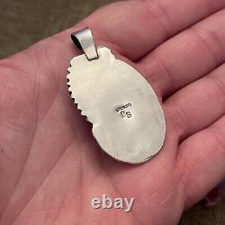 Vtg Native American Sterling Silver Turquoise Pendant Bernice Bonney Navajo 2