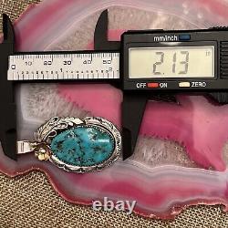 Vtg Native American Sterling Silver Turquoise Pendant Bernice Bonney Navajo 2