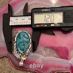 Vtg Native American Sterling Silver Turquoise Pendant Bernice Bonney Navajo 2