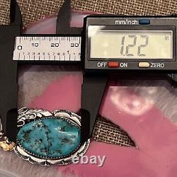 Vtg Native American Sterling Silver Turquoise Pendant Bernice Bonney Navajo 2