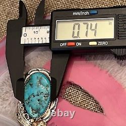 Vtg Native American Sterling Silver Turquoise Pendant Bernice Bonney Navajo 2