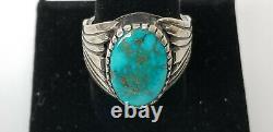 Vtg Native American Zuni/Navajo Sterling Silver Turquoise Mens Ring Size 10.5