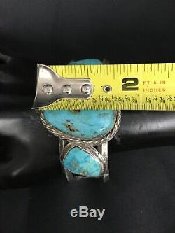 Vtg Navajo 3 Kingman Turquoise Sterling Silver Cuff Bracelet 64g