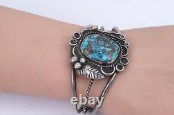 Vtg Navajo Native American Silver Turquoise Stone Cuff Bracelet 6 1/4