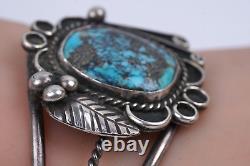 Vtg Navajo Native American Silver Turquoise Stone Cuff Bracelet 6 1/4