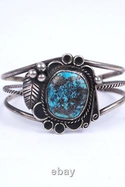 Vtg Navajo Native American Silver Turquoise Stone Cuff Bracelet 6 1/4