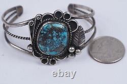 Vtg Navajo Native American Silver Turquoise Stone Cuff Bracelet 6 1/4