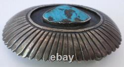 Vtg Navajo Old Pawn Sterling Silver Turquoise BELT BUCKLE 46.6 Grams