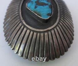 Vtg Navajo Old Pawn Sterling Silver Turquoise BELT BUCKLE 46.6 Grams