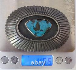 Vtg Navajo Old Pawn Sterling Silver Turquoise BELT BUCKLE 46.6 Grams