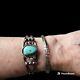 Vtg Navajo Sterling Kingman Mine Turquoise withPyrite Inclusions Cuff Bracelet