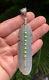 Vtg Navajo Sterling Silver Green Turquoise Leaf Feather Pendant 4 1/8