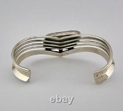 Vtg Navajo Sterling Silver Pilot Mountain Turquoise Wide V Cuff Bracelet 45.8g