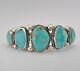 Vtg Navajo Sterling Silver Royston Turquoise Stamped Cuff Bracelet 40.5g