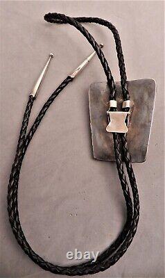 Vtg Navajo Sterling Silver & Turquoise Lifelike Buffalo Head Bolo Tie, Lge, Hvy