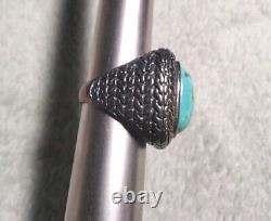 Vtg Navajo Turquoise Sterling Silver Ring, Huge/chunky Size 7