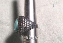 Vtg Navajo Turquoise Sterling Silver Ring, Huge/chunky Size 7