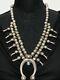 Vtg Old Pawn Navajo 109g Sterling Silver Squash Blossom Turquoise Necklace