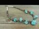 Vtg Old Sterling Navajo Pearl Bead Turquoise Nugget Heishi Necklace 17