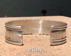 Vtg RB Navajo Native Sterling Silver Sleeping Beauty Turquoise Cuff Bracelet