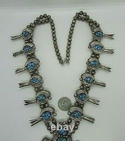 Vtg Sw N A Turquoise Squash Blossom Necklace Ry Sterling-new Price