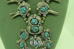Vtg Sw N A Turquoise Squash Blossom Necklace Ry Sterling-new Price