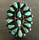 WONDERFUL OLD Vintage NAVAJO Sterling Silver TURQUOISE CLUSTER RING size 6.5