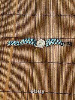 Wilford Nez Navajo Sterling Turquoise Watch Bracelet (Vintage)