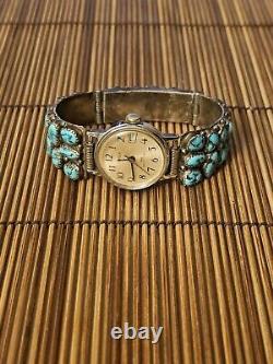 Wilford Nez Navajo Sterling Turquoise Watch Bracelet (Vintage)