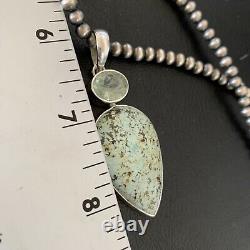 Women Navajo Dry Creek Turquoise Topaz Sterling Silver Necklace Pendant 11592