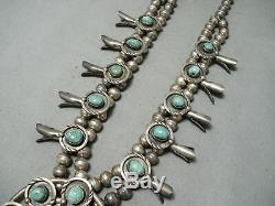 Women's Vintage Navajo Royston Turquoise Sterling Silver Squash Blossom Necklace
