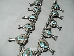 Women's Vintage Navajo Turquoise Sterling Silver Squash Blossom Necklace