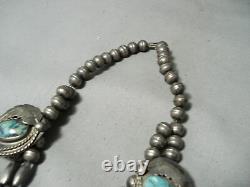 Women's Vintage Navajo Turquoise Sterling Silver Squash Blossom Necklace