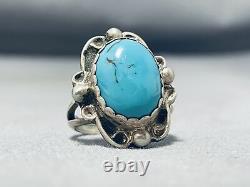 Wonderful Vintage Navajo Red Mountain Turquoise Sterling Silver Ring