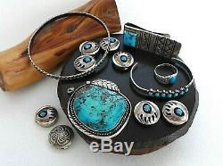 X6 Lot Vintage Native American Navajo Sterling Turquoise Pendant Ring Bracelet