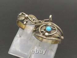 ZUNI NAVAJO 925 Silver Vintage Turquoise Chained Double Ring Sz 6/8 RG23935